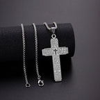 Collar de Cruz en Acero Inoxidable con Grabado del Padre Nuestro