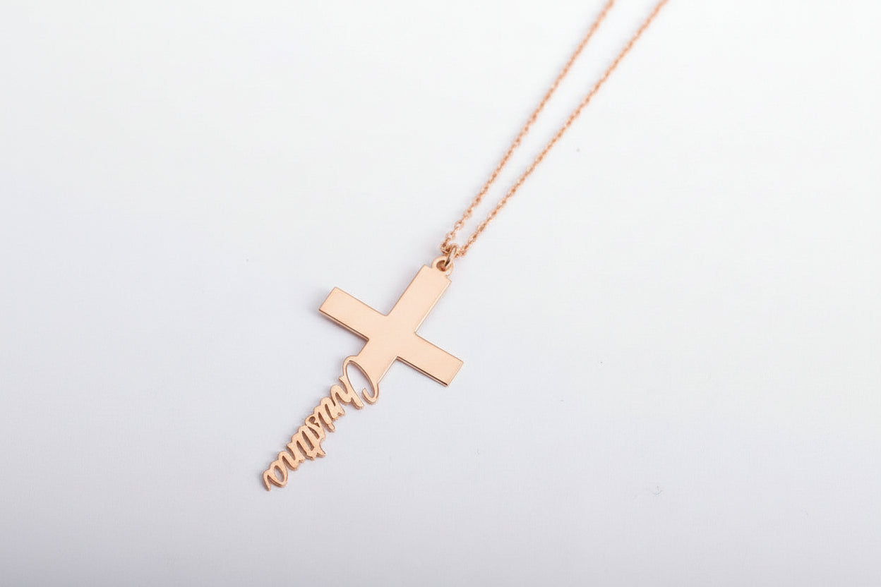 Collar "Cruz de Alianza" en Acero 18K - Personalizable