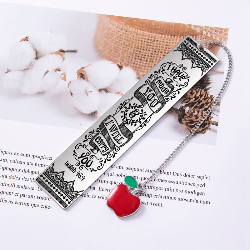 Marcador de Libros de Acero Inoxidable con versiculos cristianos