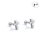 Pendiente cruz de titanio unisex – Circonia y ultraligero