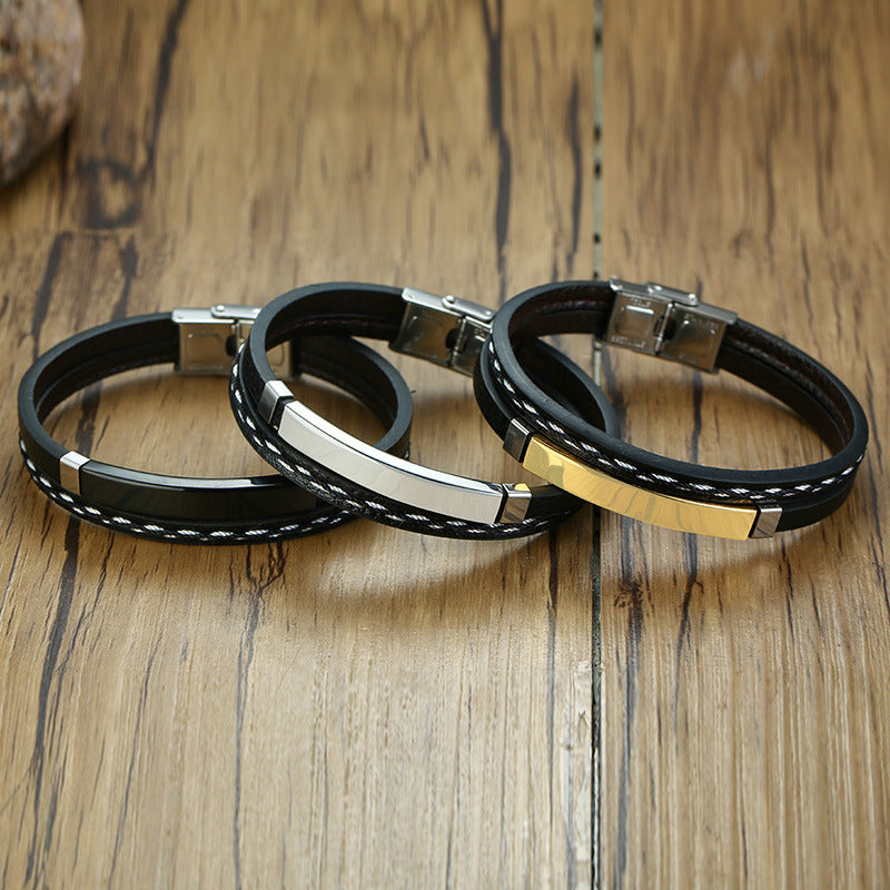 Brazalete de Cuero y Acero  Personalizado
