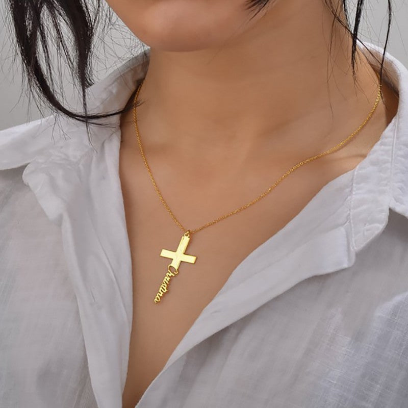 Collar "Cruz de Alianza" en Acero 18K - Personalizable