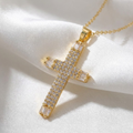 Collar Fino con Cruz Pequeña y Cristal en Aleación de Metal