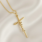 Collar con Dije de Nombre Jesús en Forma de Cruz de Acero Inoxidable
