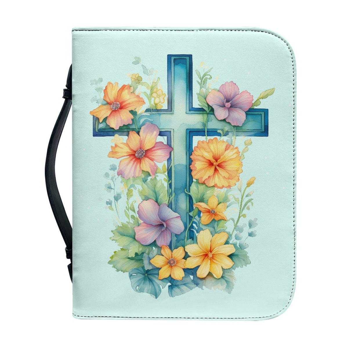 Funda de Protección para Biblia con Diseño de Cruz y Flores