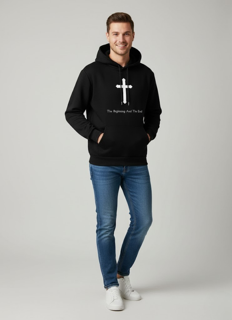 Sudadera Cristiana para Mujer El Principio y el Fin con Capucha