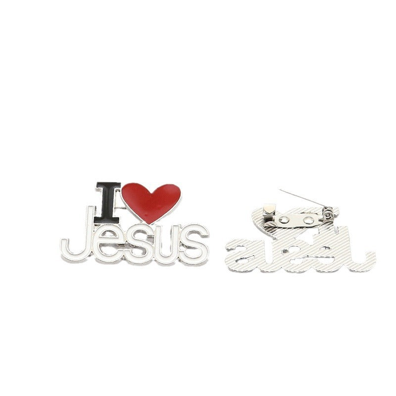 Broche Cristiano "I Love Jesus" con Corazón Rojo para Ropa