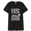 Camiseta Cristiana Keep Calm Jesus Is Coming Soon