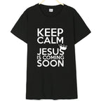 Camiseta Cristiana Keep Calm Jesus Is Coming Soon