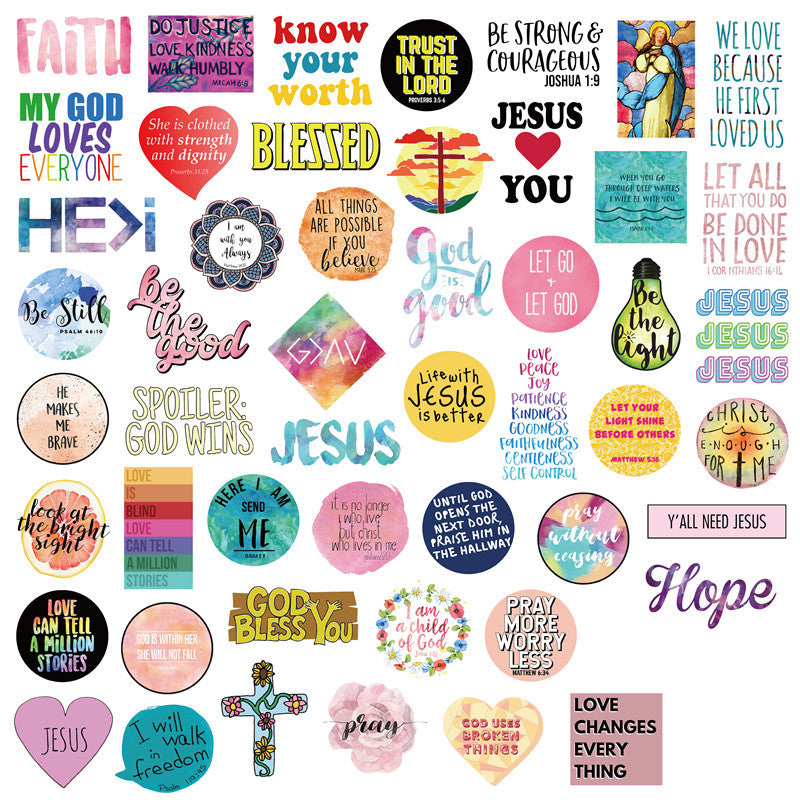 Stickers-Pegatinas  Cristianas con Frases de Fe y Versículos Bíblicos