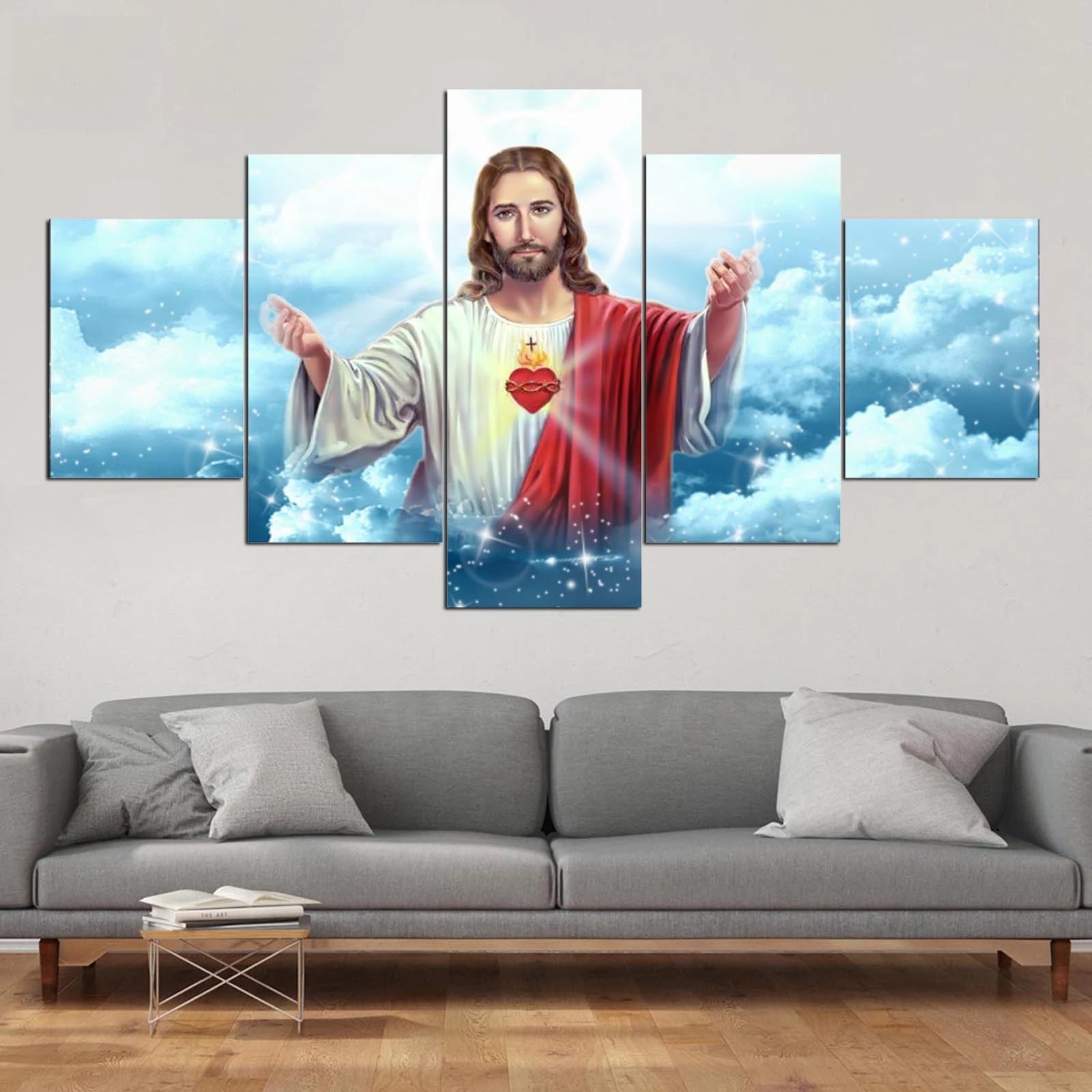 Cuadro de Jesucristo en Lienzo de 5 Piezas para Decoración -sin marco