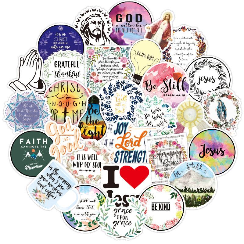 50 Pegatinas Cristianas con Frases de Fe y Mensajes de Jesús