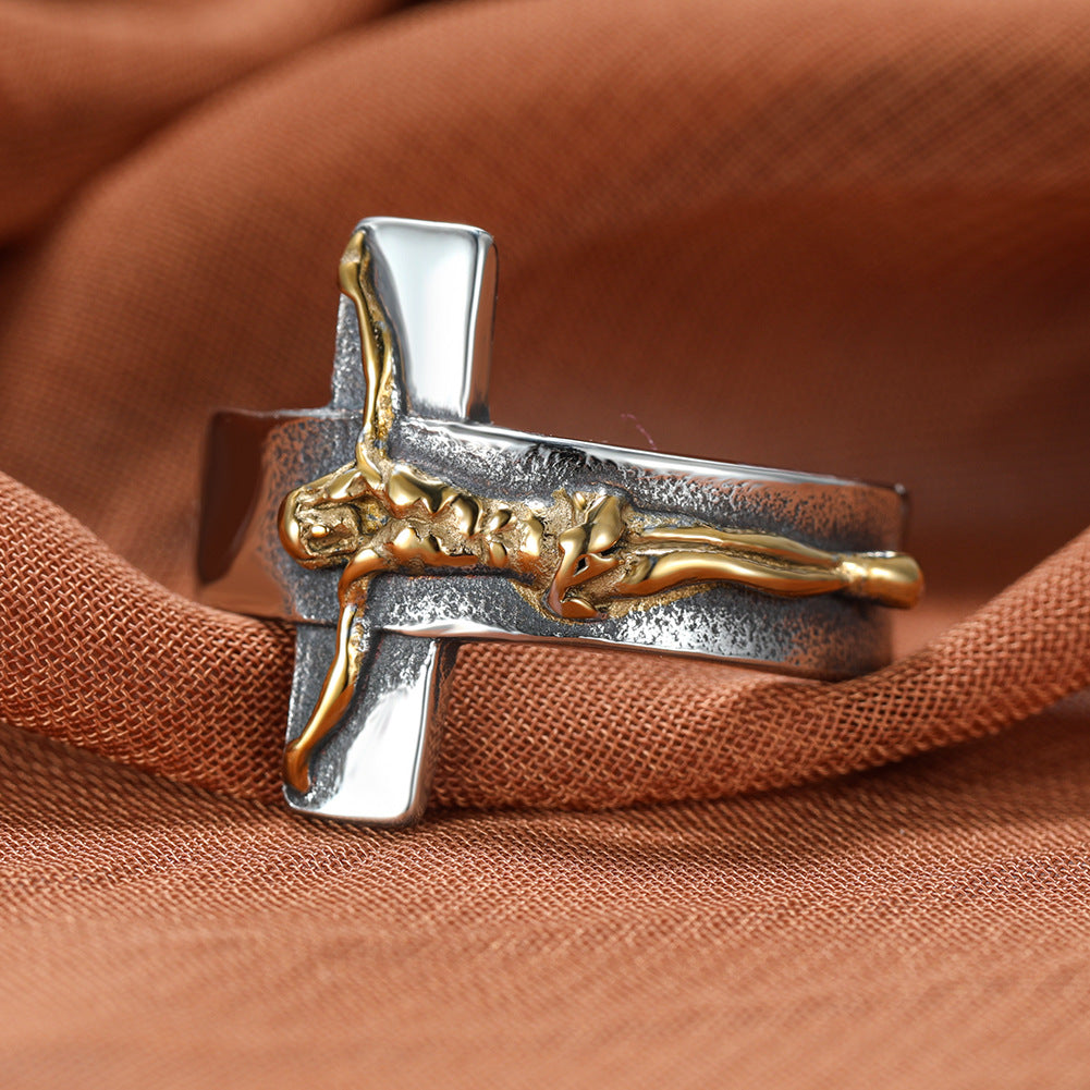 Anillo de Cruz de Jesús Estilo Crucifijo