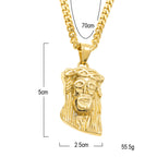 Collar con Dije del Rostro de Jesús en Acero Inoxidable Dorado