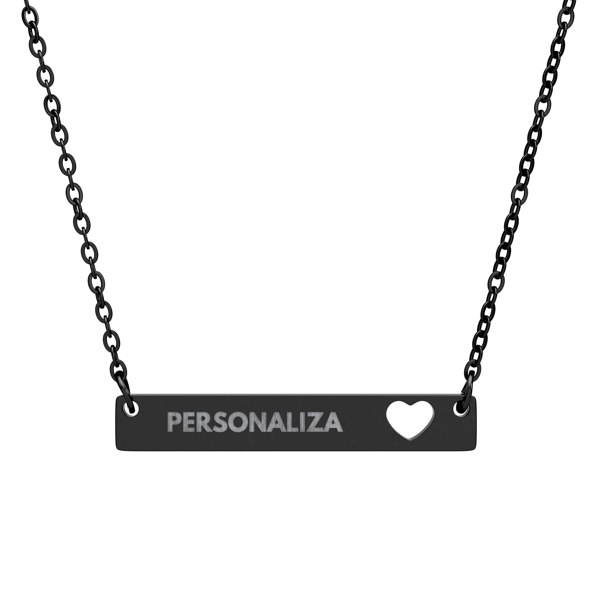 Collar de Barra Personalizado con Corazón Calado — Acero Inoxidable