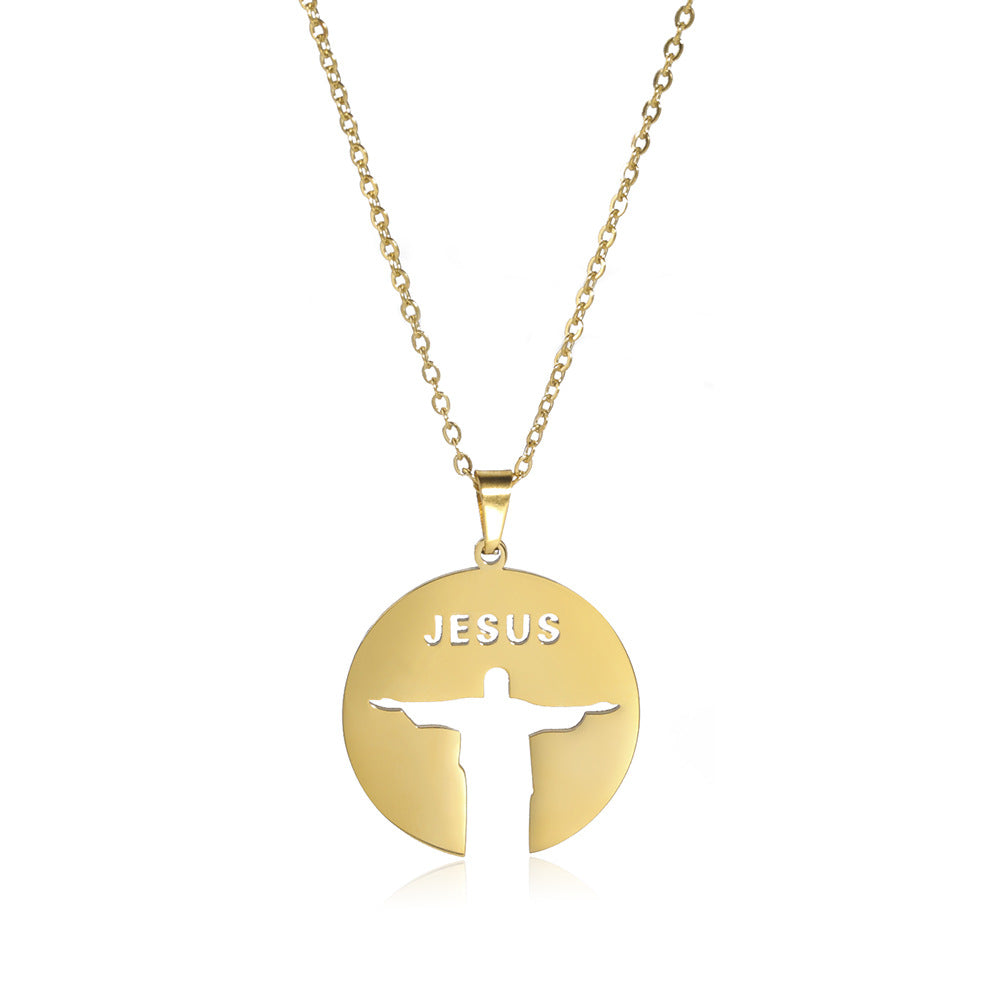 Collar con Medalla Silueta de Jesús en Acero Inoxidable