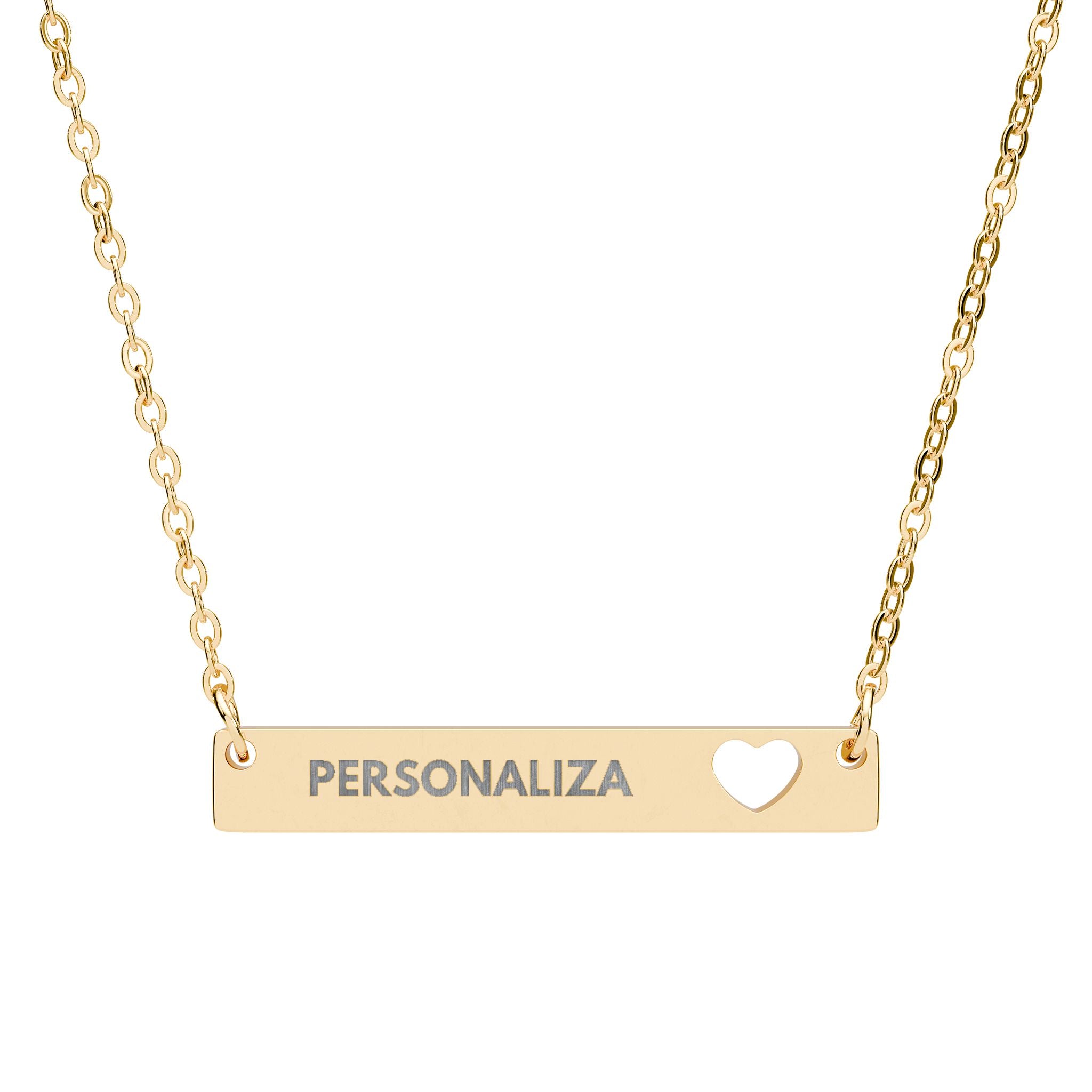 Collar de Barra Personalizado con Corazón Calado — Acero Inoxidable