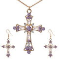 Conjunto cristiano de Collar y Pendientes Cruz