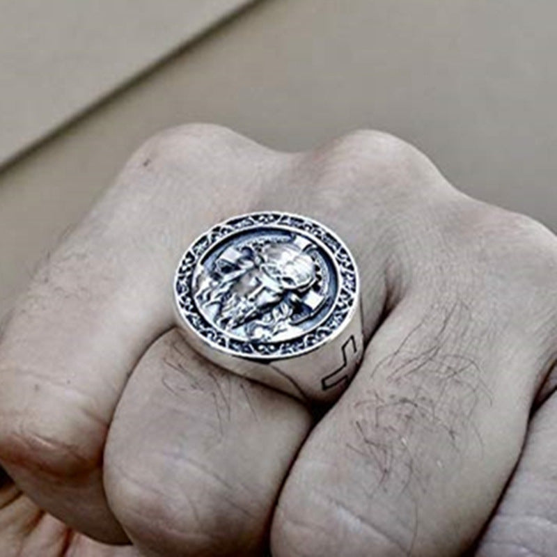 Anillo Cristiano Rostro de Jesús y Cruz