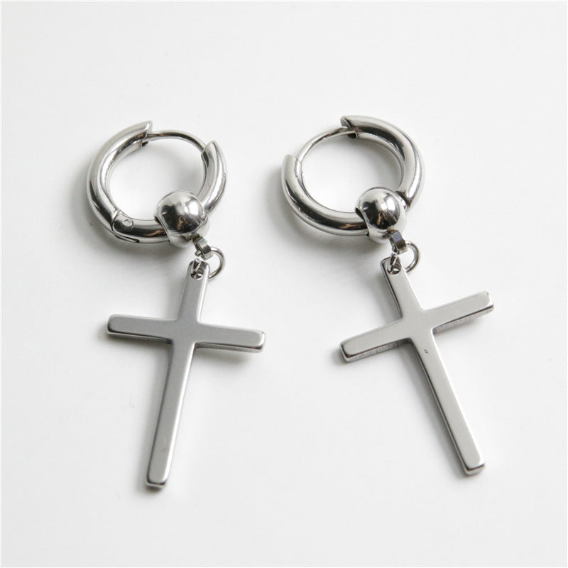 Pendientes de Cruz en Acero de Titanio para Testimonio Cristiano