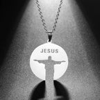 Collar con Medalla Silueta de Jesús en Acero Inoxidable
