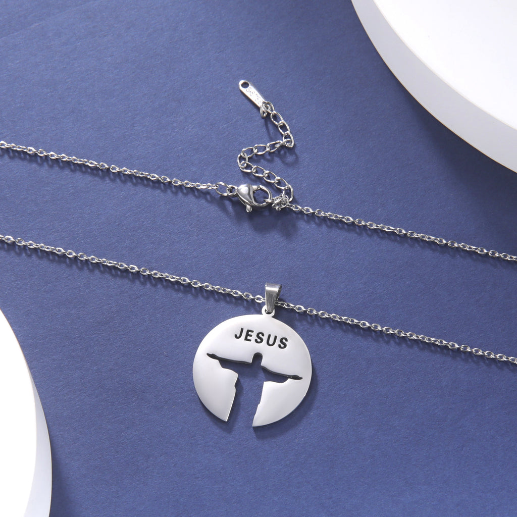 Collar con Medalla Silueta de Jesús en Acero Inoxidable