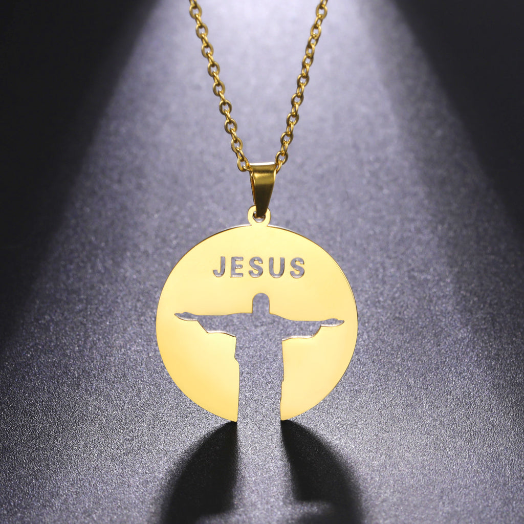 Collar con Medalla Silueta de Jesús en Acero Inoxidable