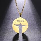 Collar con Medalla Silueta de Jesús en Acero Inoxidable