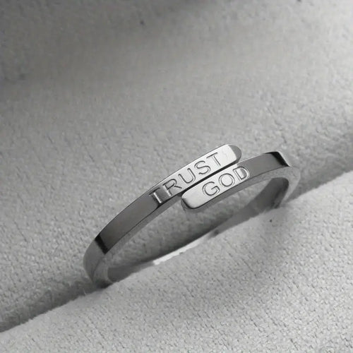 Anillo cristiano '' Trust God'' de Acero Inoxidable Ajustable