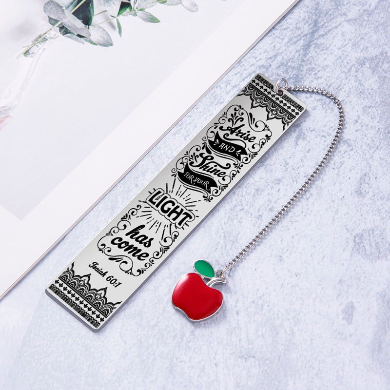 Marcador de Libros de Acero Inoxidable con versiculos cristianos