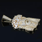 Colgante Rostro de Cristo con Circonias AAA y Cadena de Eslabones