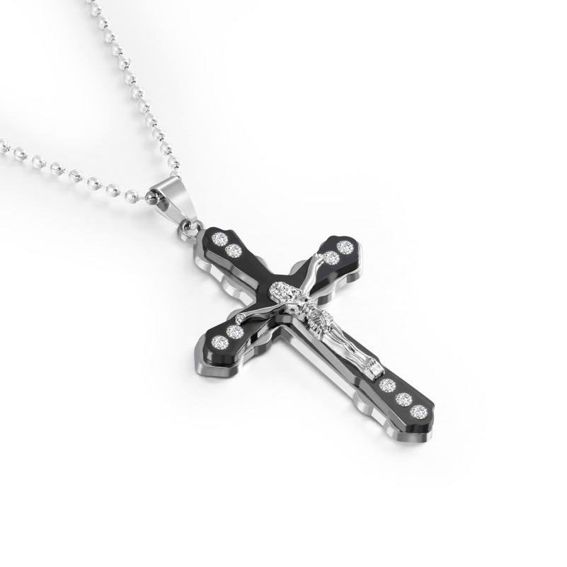 Colgante cristiano Cruz de Jesús en Acero de Titanio