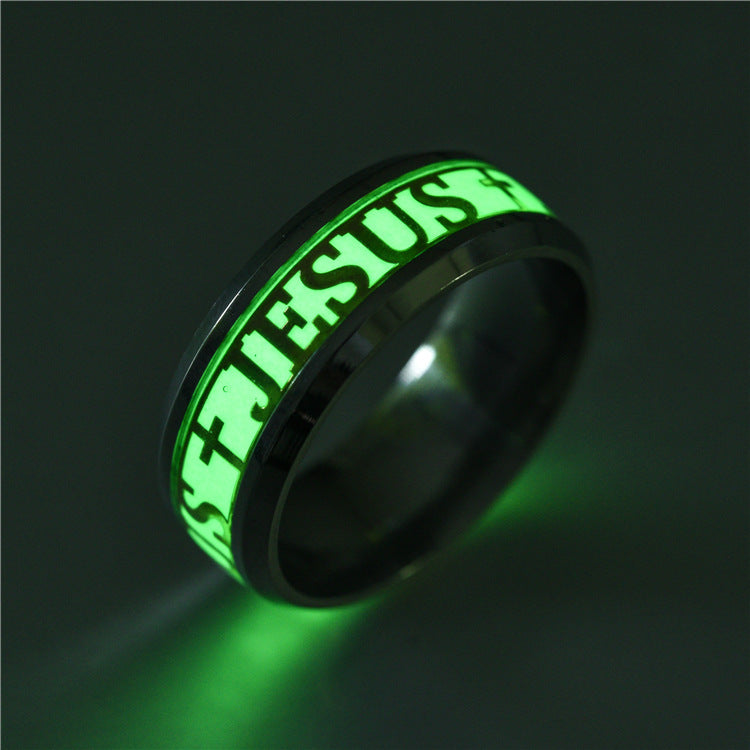 Anillo Fluorescente '' Jesus'' de Acero