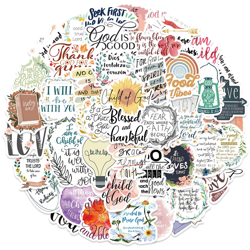 52 Pegatinas Cristianas con Versículos Bíblicos y Frases de Fe