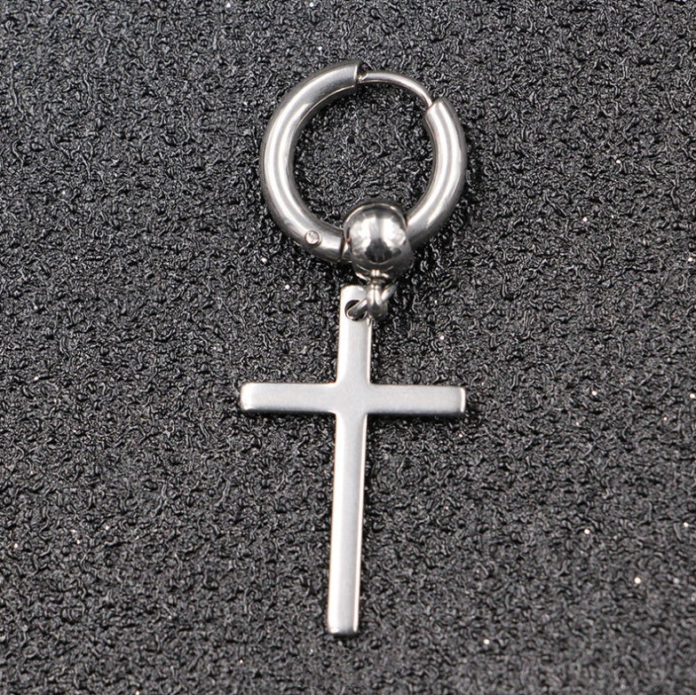 Pendientes de Cruz en Acero de Titanio para Testimonio Cristiano