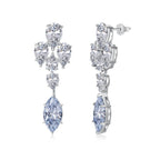 Pendientes de plata 925 en forma de gota – Diamante blanco y azul