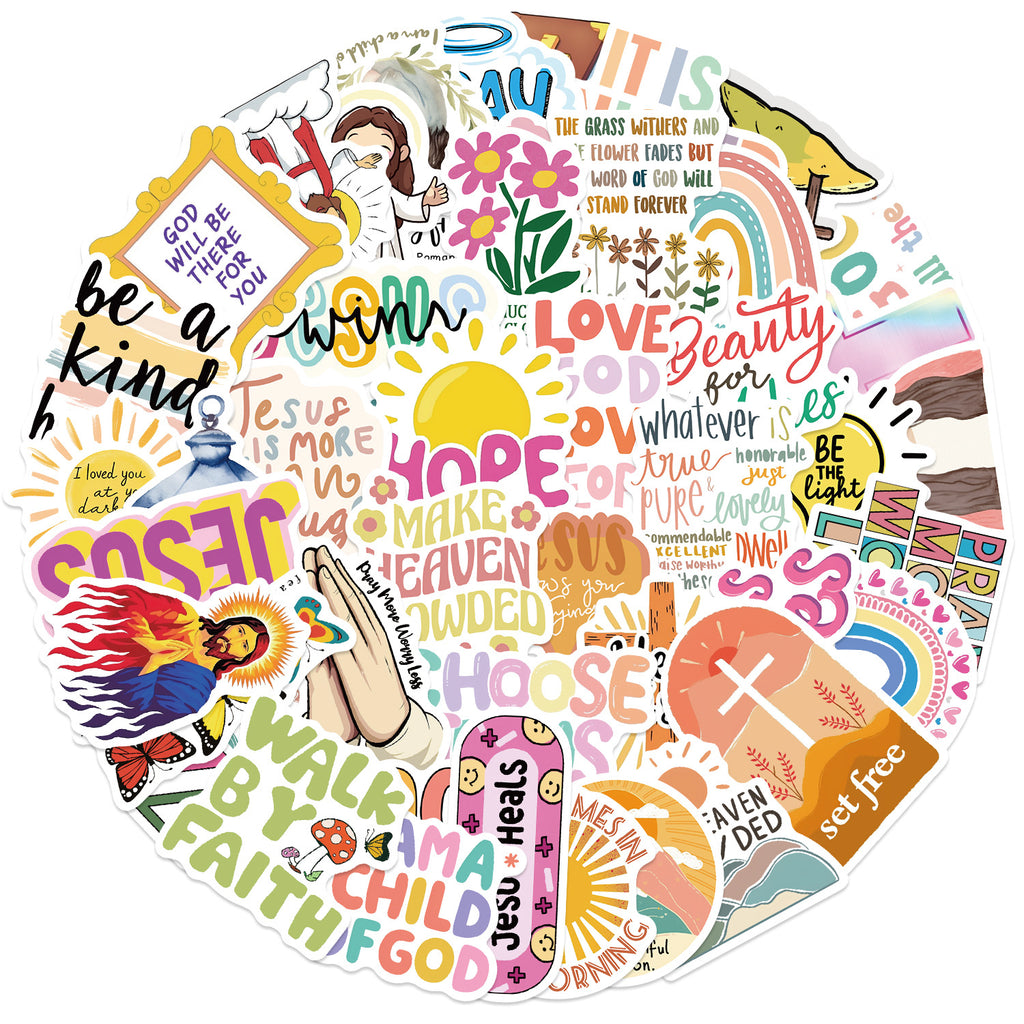 Set de 50 Pegatinas Cristianas con Mensajes de Jesús