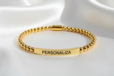 Pulsera de Tubo Curvo Personalizable con Piedras Naturales