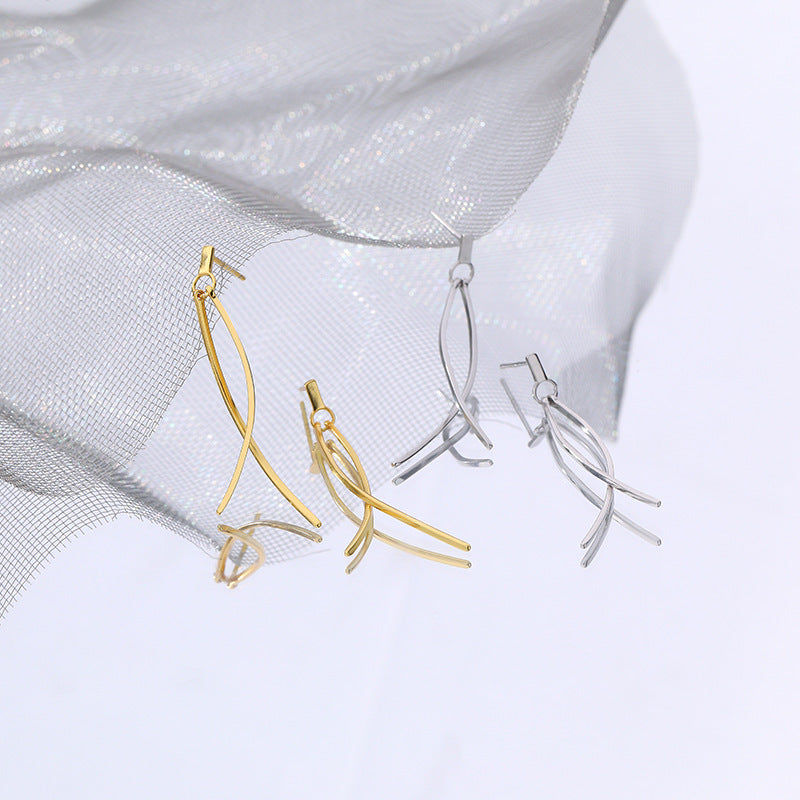 Pendientes con pez cristiano Ichthys de Plata de Ley 925 con Borla Lineal