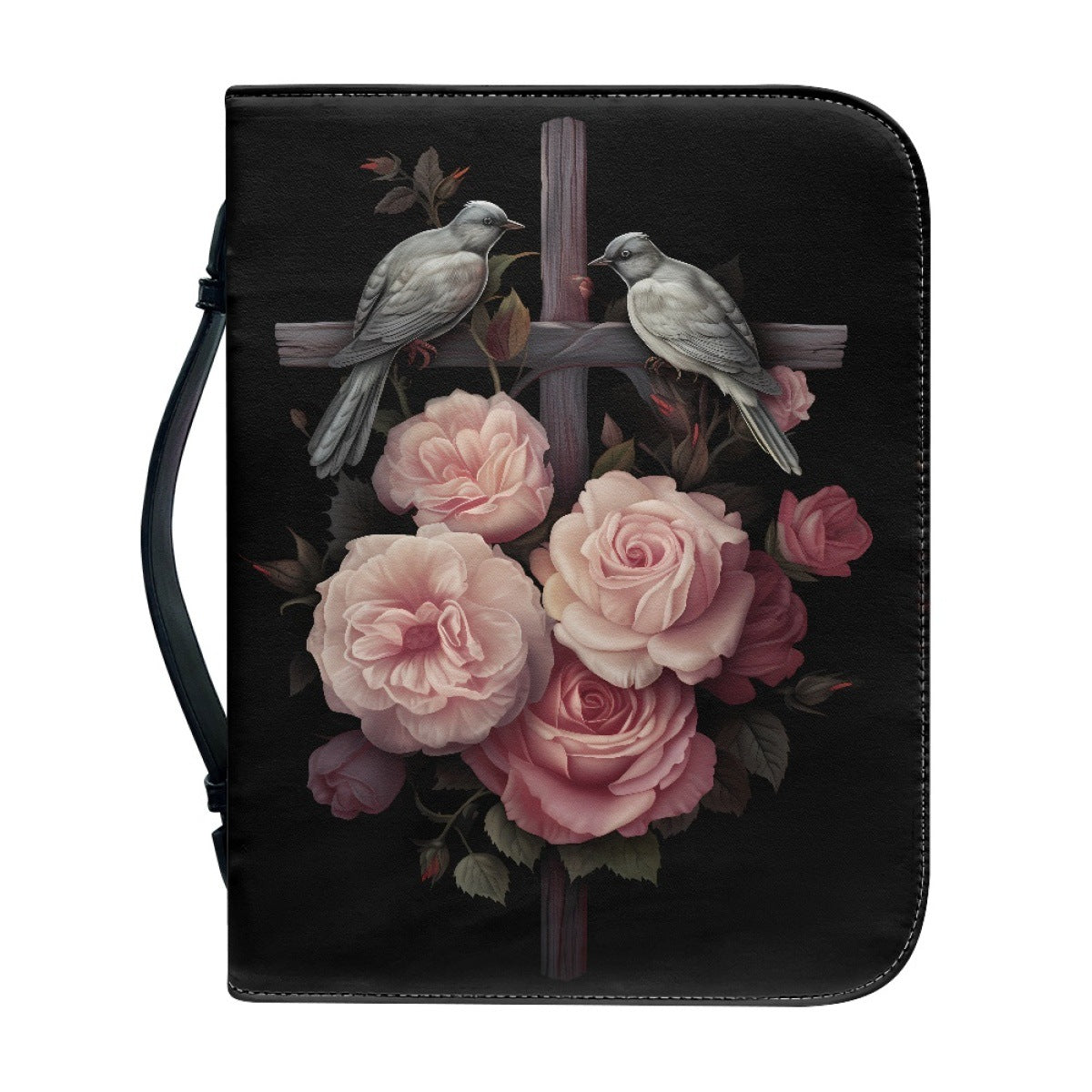 Funda de Protección para Biblia con Diseño de Cruz y Flores