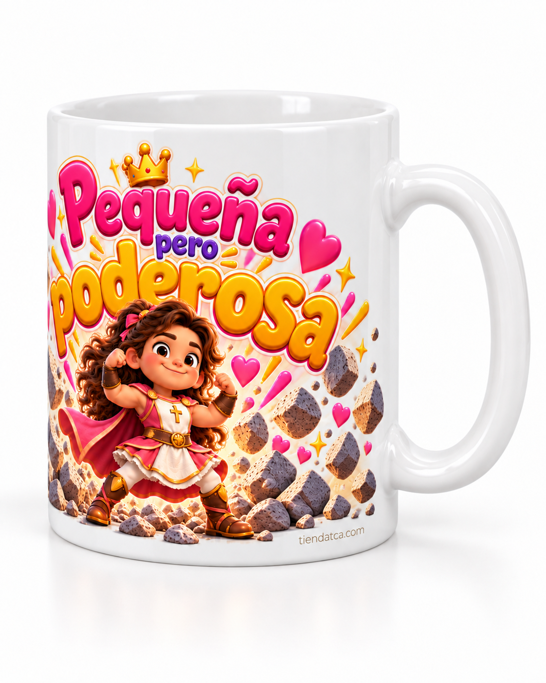 Taza Cristiana''Pequeña pero poderosa · Para niñas-  Coleccion TCA KIDS -Diseño Exclusivo TCA · 11 oz