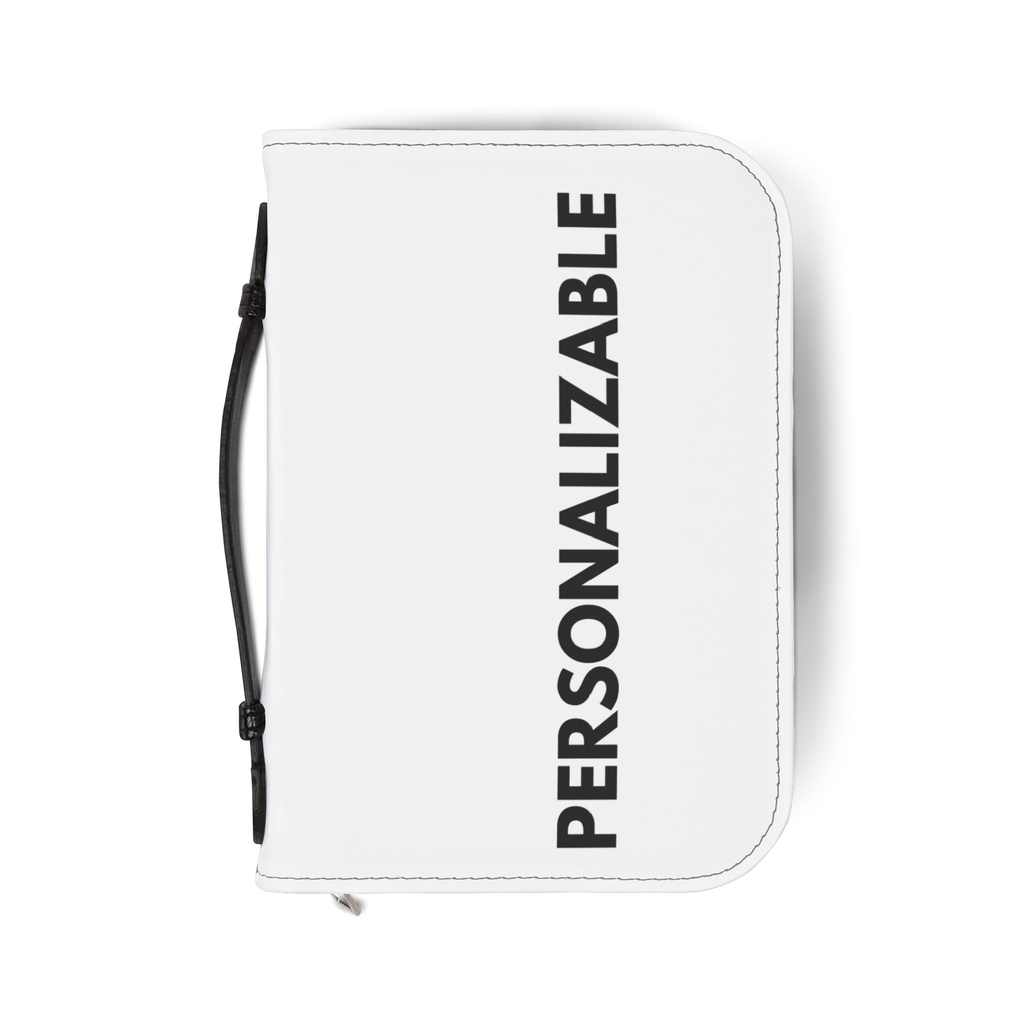 Funda para Biblia Personalizable — Cuero PU Blanco con Cierre y Asa