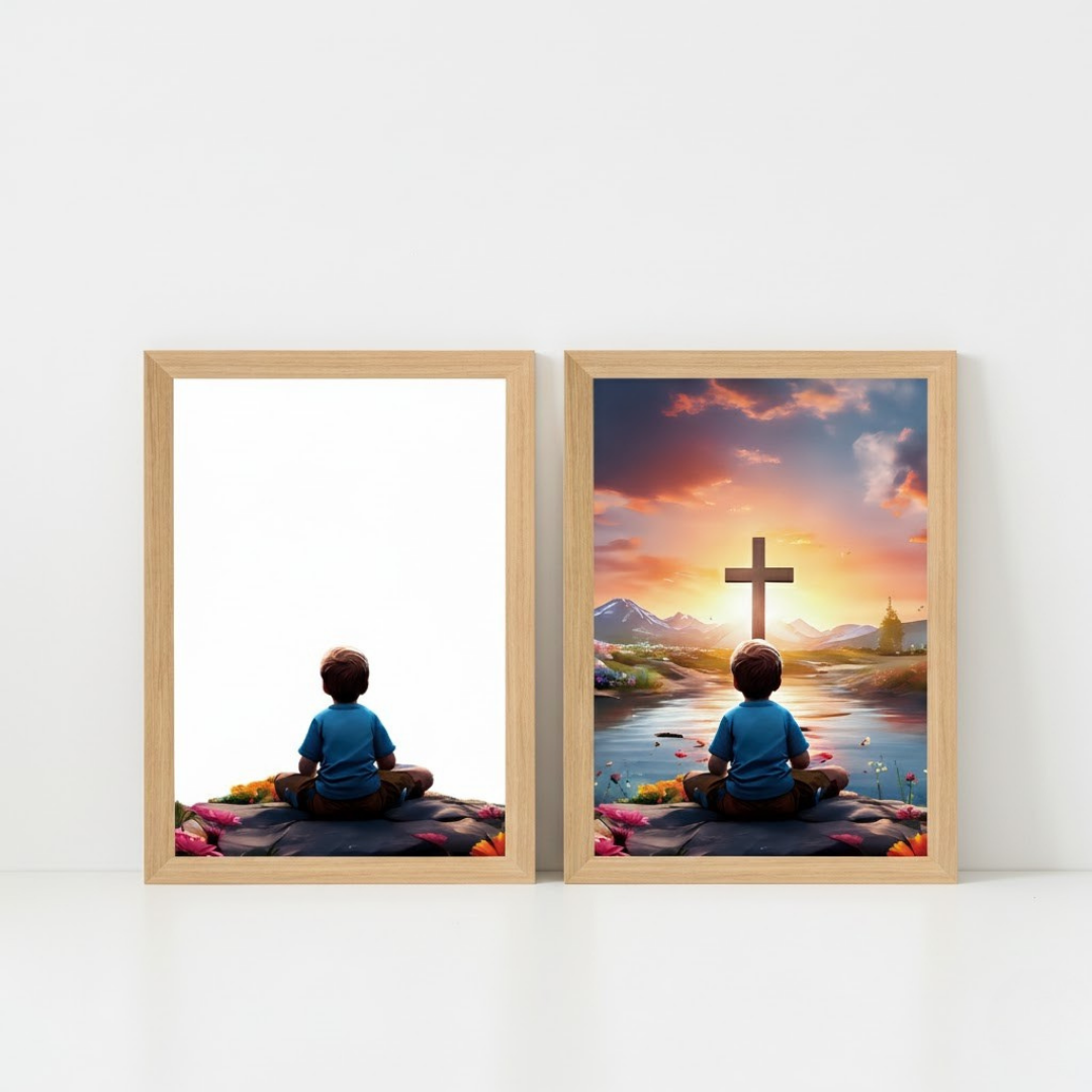 Gr 1 -Cuadro Decorativo LED Cristiano con Cruz – Iluminación Ambiental