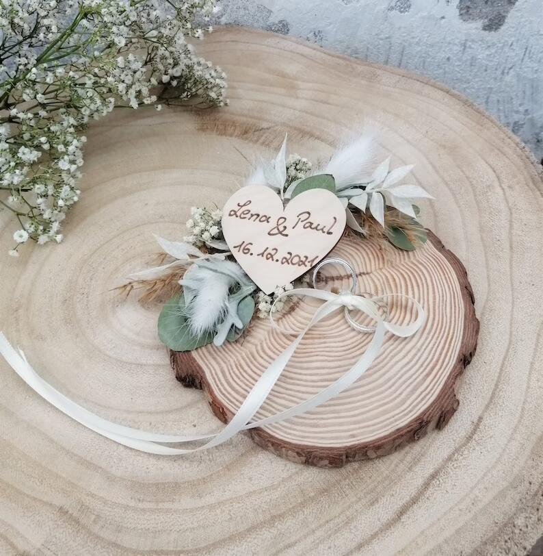 Porta Alianzas de Madera "Unión Sagrada" - Personalizable