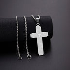 Collar de Cruz en Acero Inoxidable con Grabado del Padre Nuestro