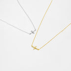 Collar y Pulsera de Cruz Horizontal en Plata de Ley 925