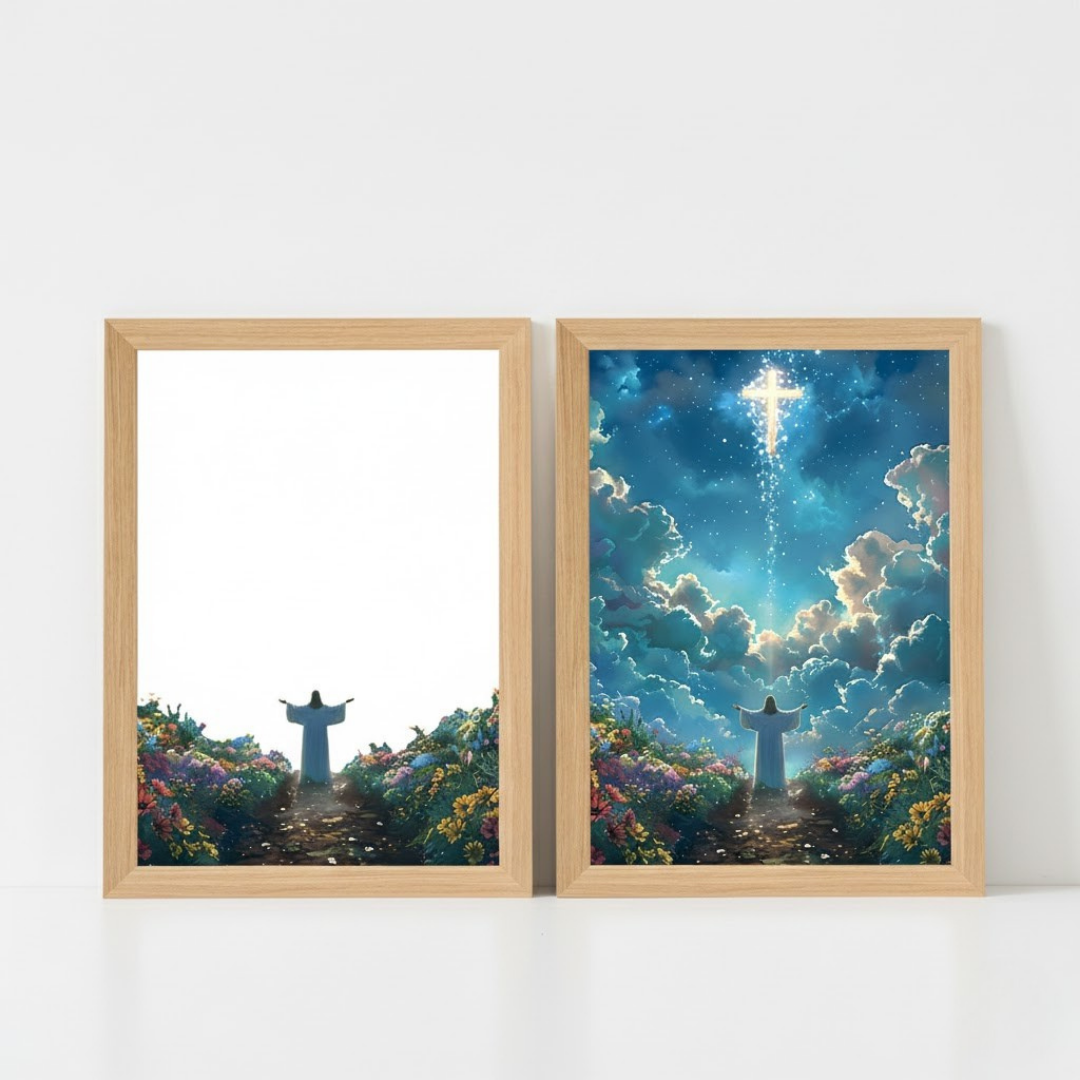 Gr 1 -Cuadro Decorativo LED Cristiano con Cruz – Iluminación Ambiental