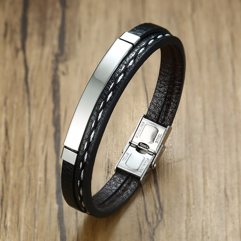 Brazalete de Cuero y Acero  Personalizado