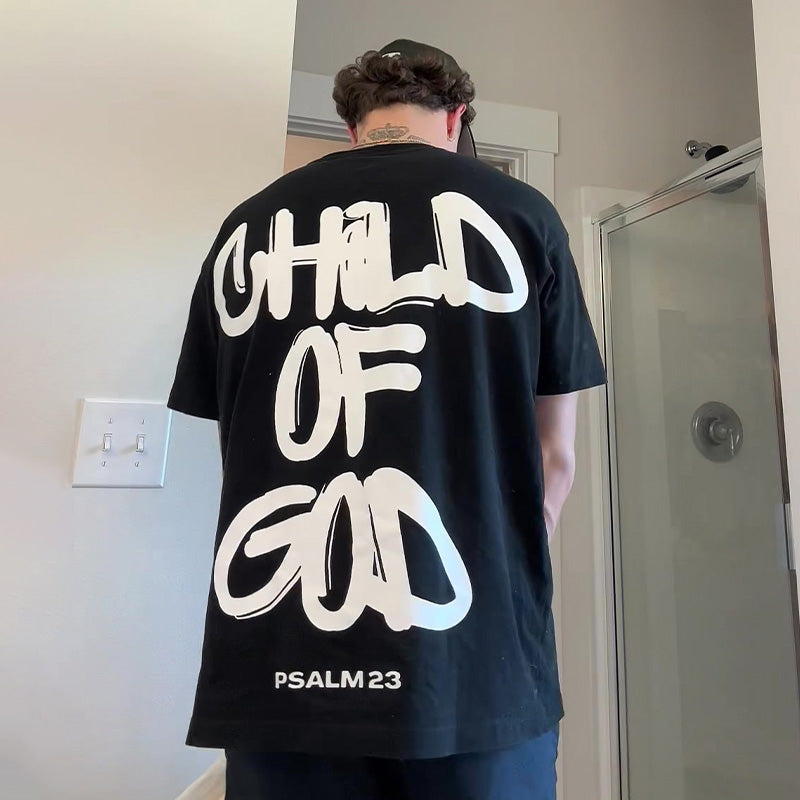 Camiseta Cristiana Child of God Estilo Graffiti Salmo 23