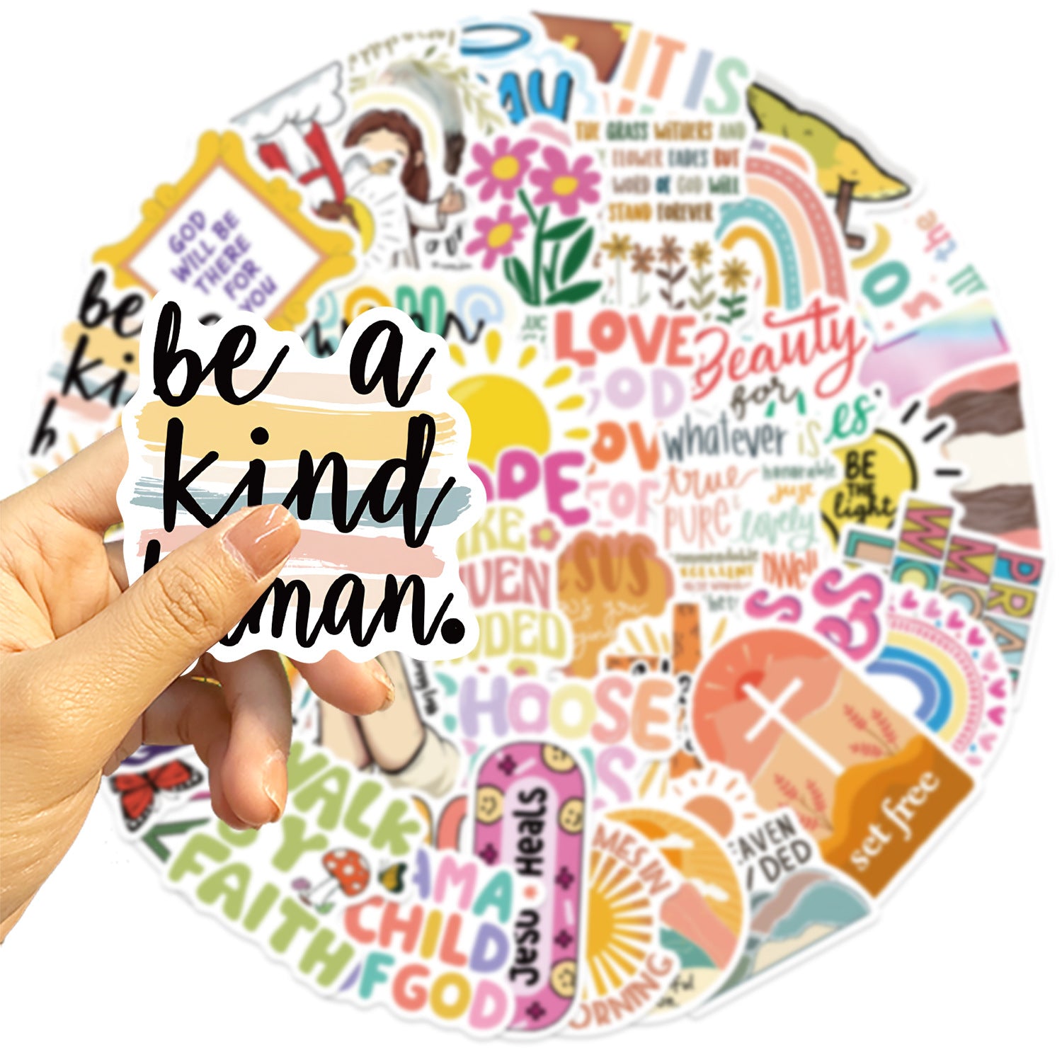 Set de 50 Pegatinas Cristianas con Mensajes de Jesús